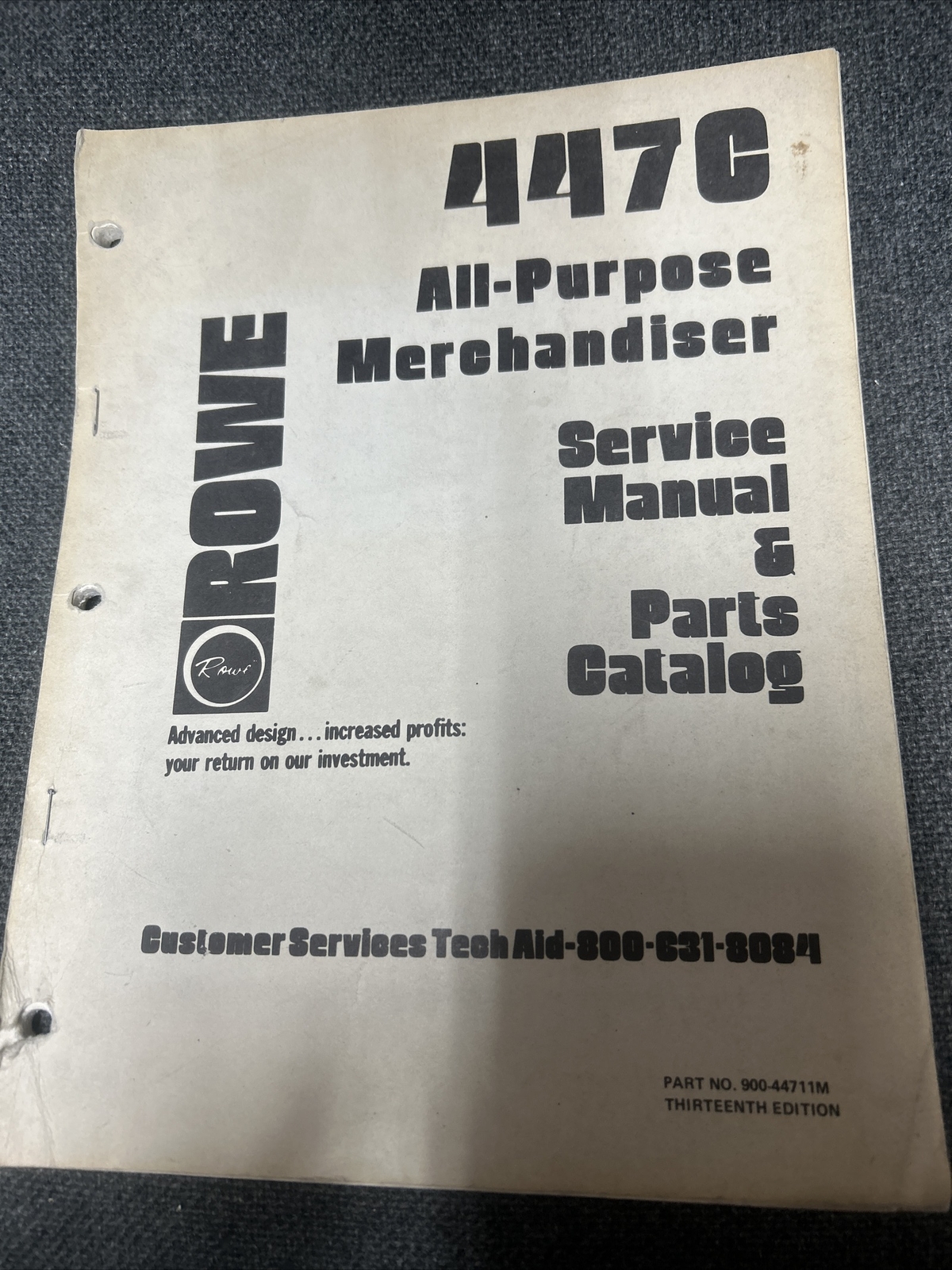 Rowe 447C Merchandiser SERVICE AND PARTS CATALOG Manual - good used original