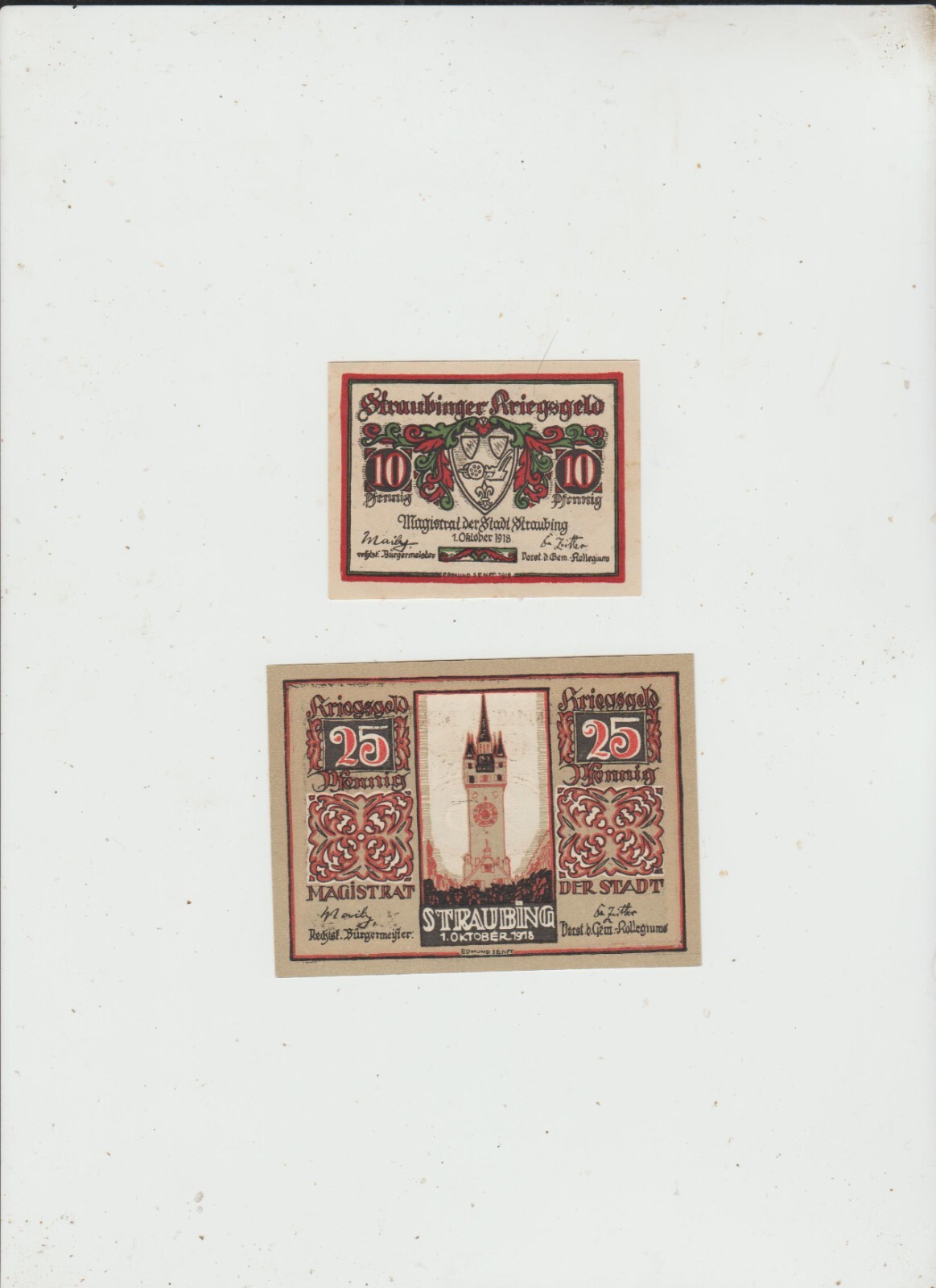 STRAUBING  TWO  NOTES  1918