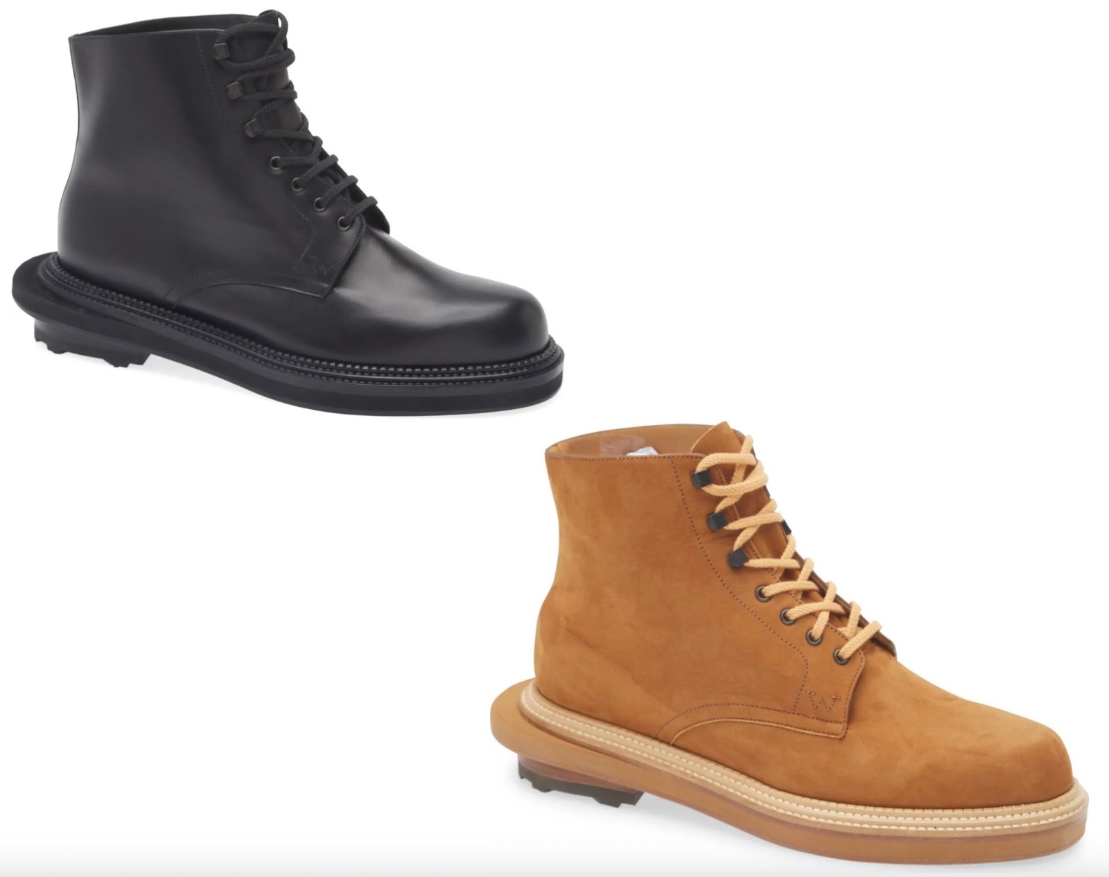 JM WESTON x Sacai Worker Boots $1360 Leather MADE IN FRANCE Black / Nubuck Brown