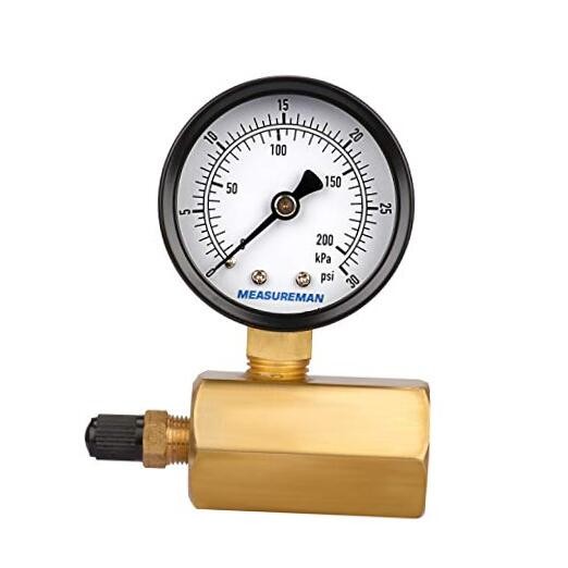 2" Brass Gas Pressure Test Gauge Assembly, 3/4" FNPT 2-1/2 inch Brass body
