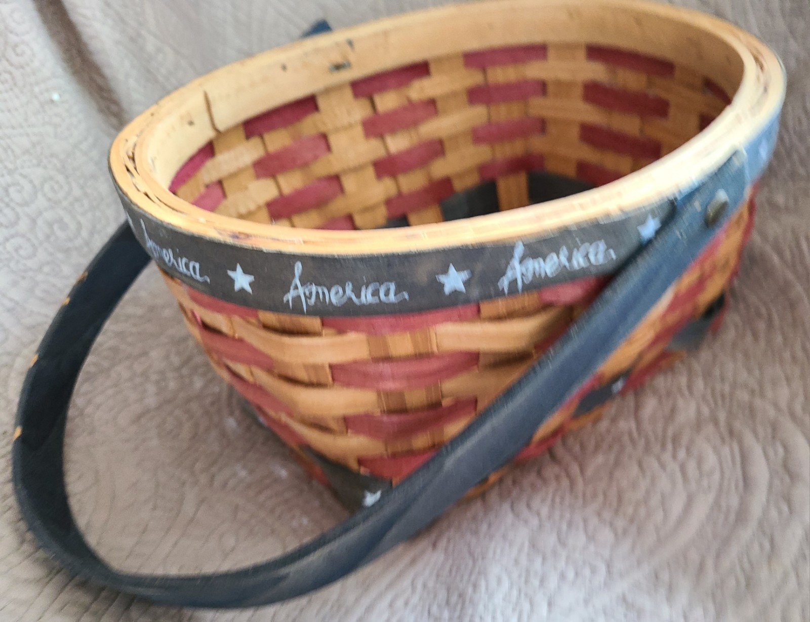 Woven Hand Basket Patriotic with handles