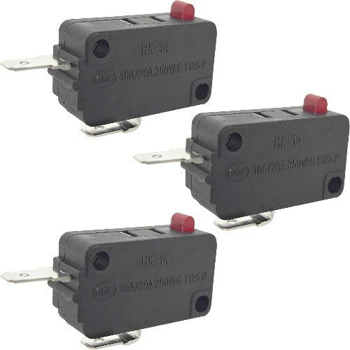 HK 14 Normally Closed NC Micro Switch 3 Pack Red Button 10A 250V 2  Color: Red