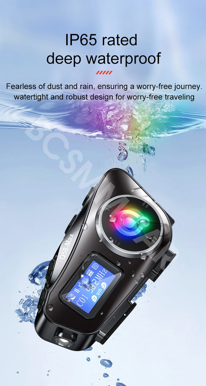 Motorcycle Intercom Helmet Bluetooth Headset LCD Display Screen Waterproof