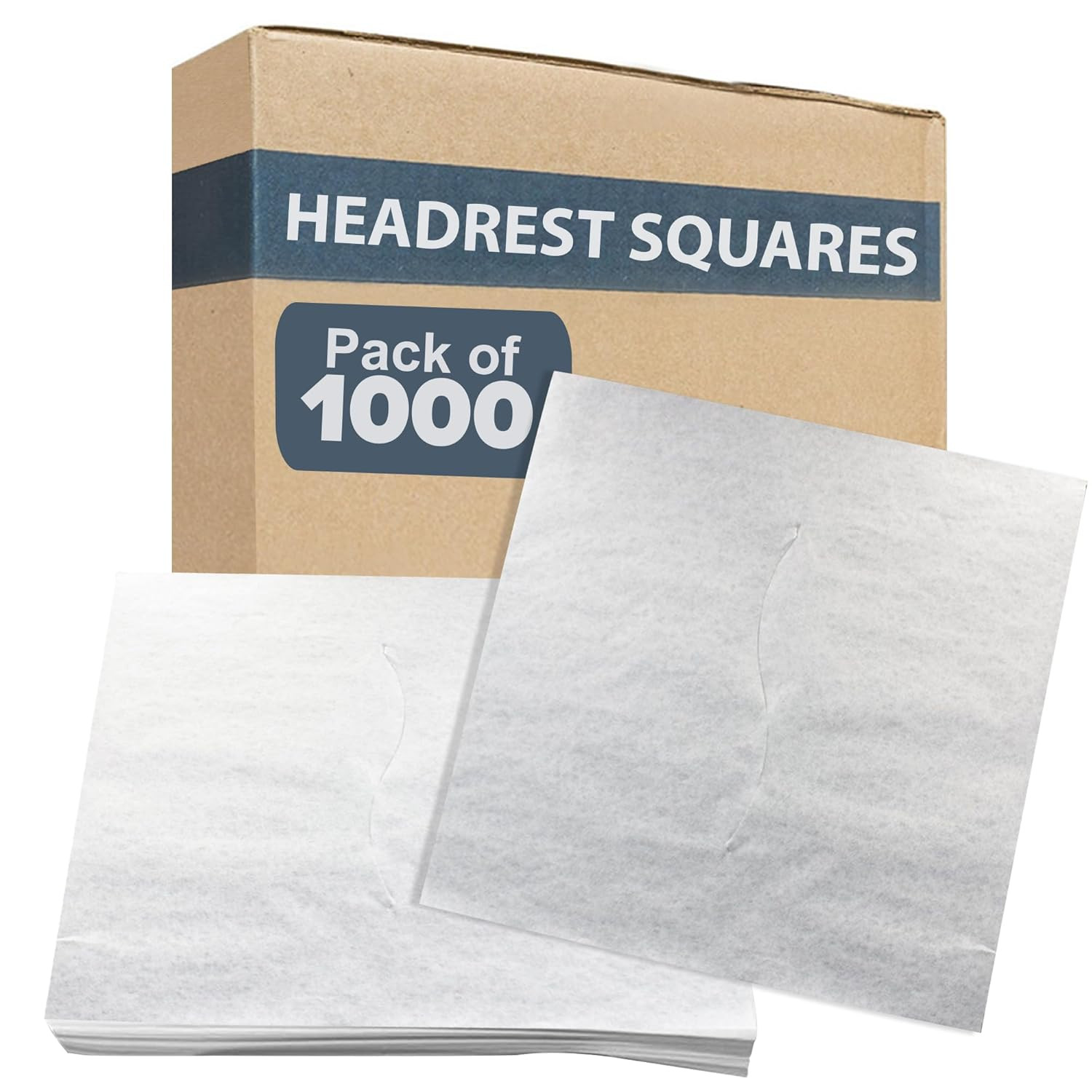 Economy Headrest Paper Sheet Squares with Slots, 1000-Pack, 12"X12" - White Face