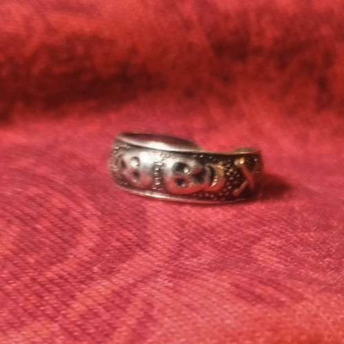 Sterling Silver 925 Toe Ring Adjustable Band Skull & Bones Pattern