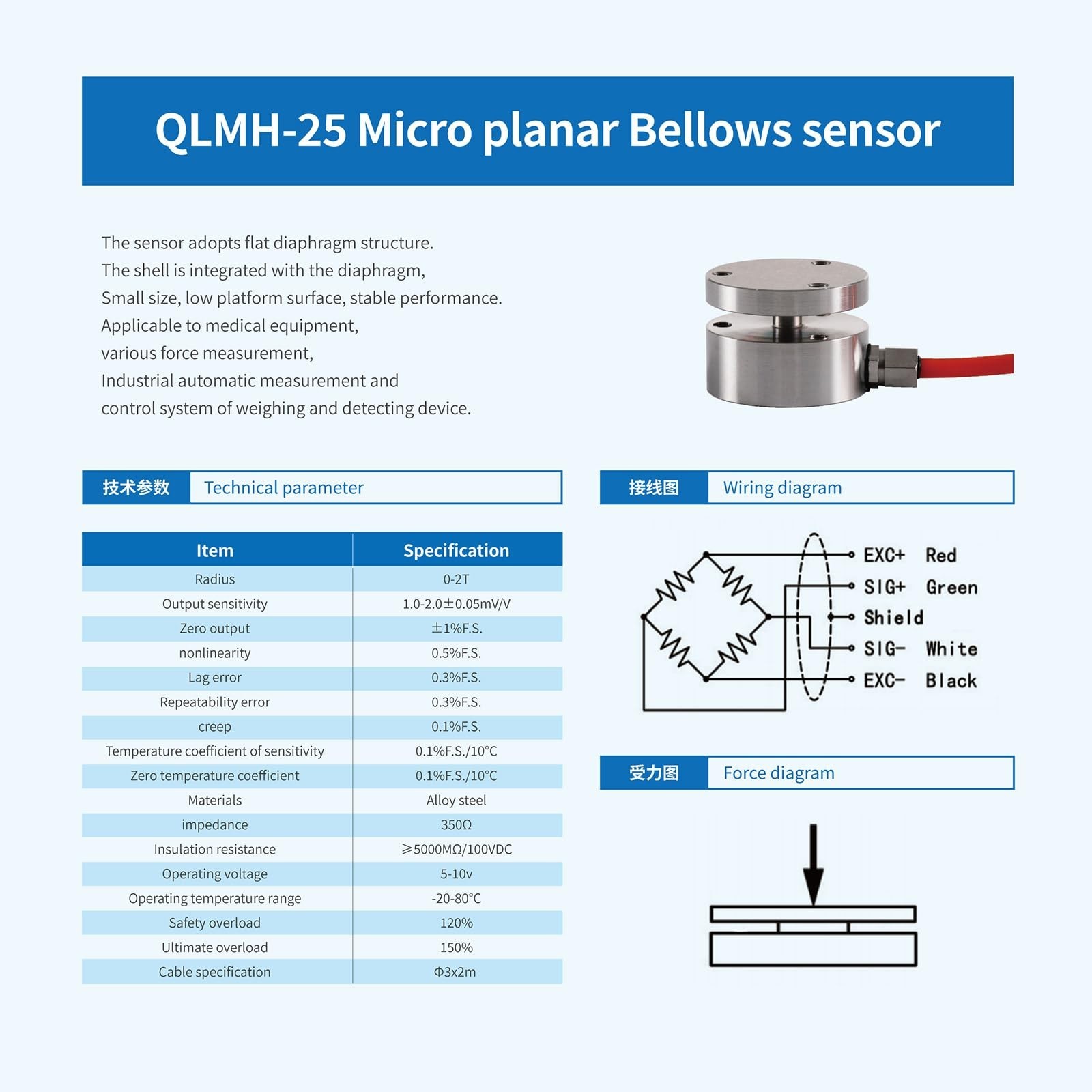 Mini Load Cell Sensor Tension and Compression Force Weight Pressure Sensor,Be...