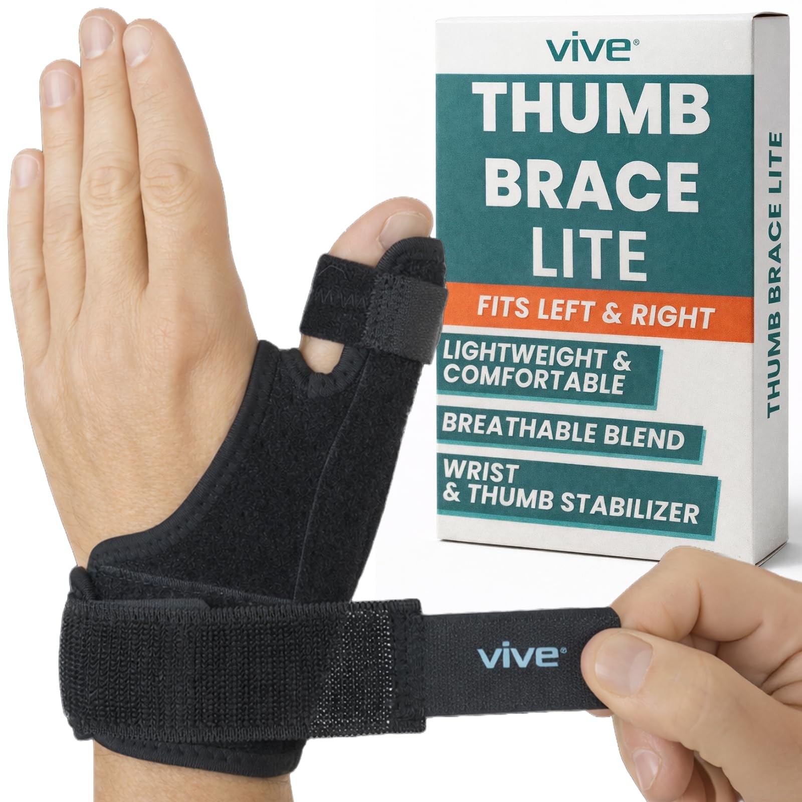 Vive Thumb Brace & Wrist - Carpal Tunnel 1 Count (Pack of 1), Black
