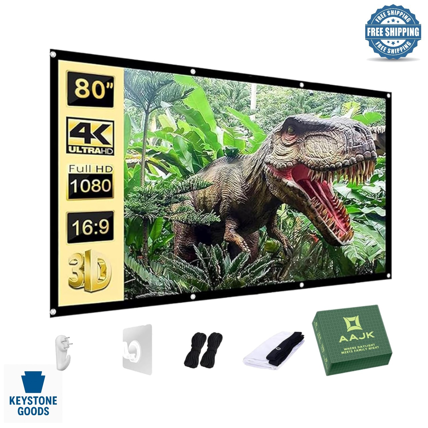 80-Inch Foldable Washable Projector Screen for Home & Outdoor Theater
