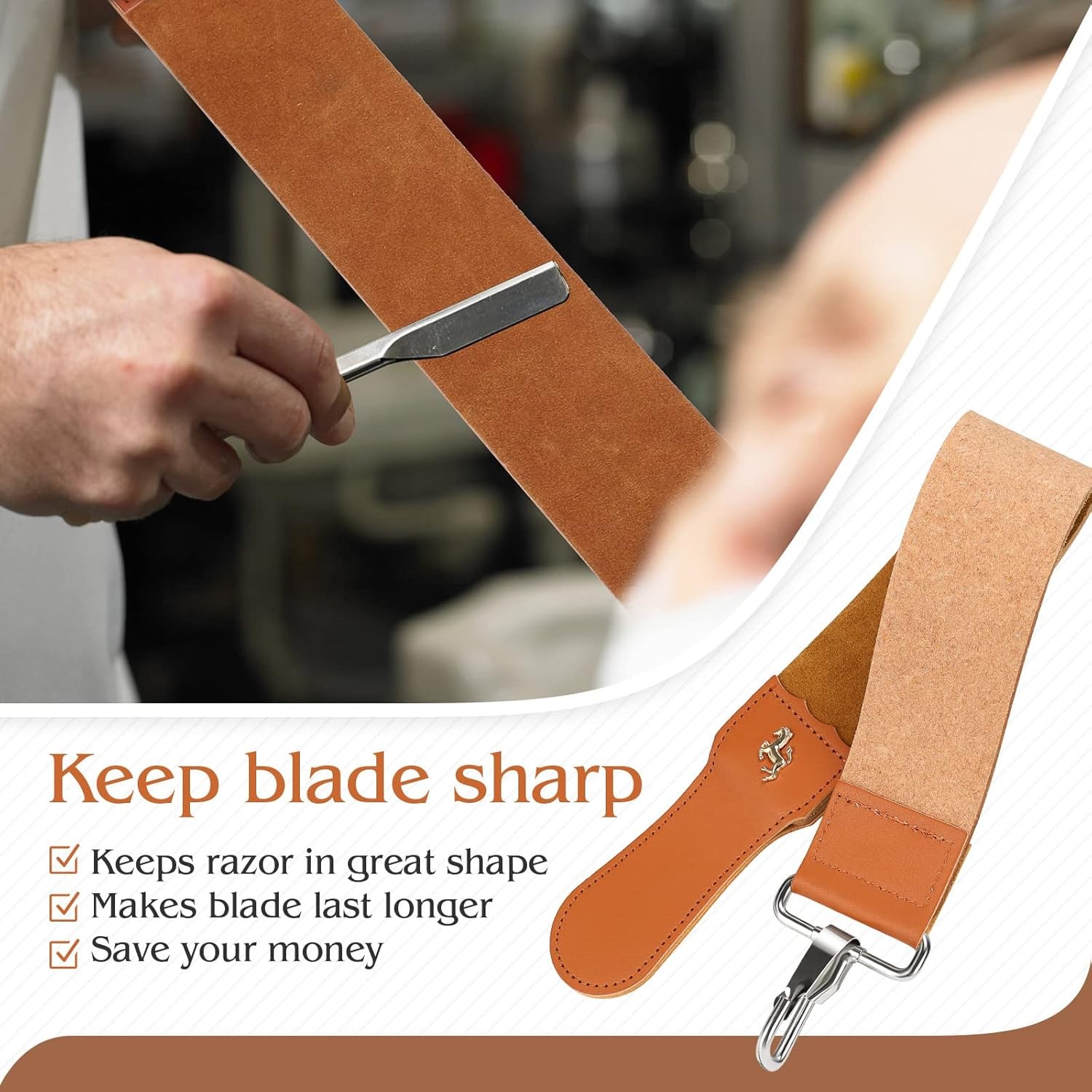 Straight Razor Strop Leather Sharpening Strap Barber Brown