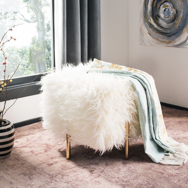 Safavieh MOMINA FAUX FUR SQUARE OTTOMAN, Reduced Price 2172743403 OTT6200A