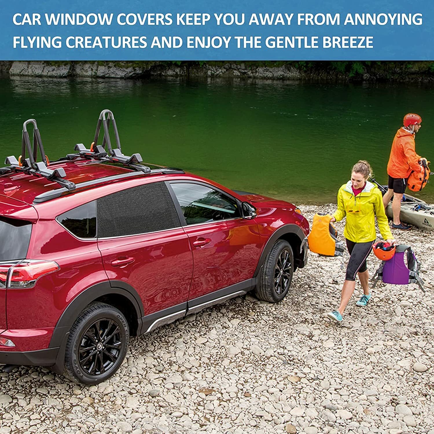 4× Car Side Front Rear Window Screen Sun Shade Cover Mesh Bugs Net UV Protection