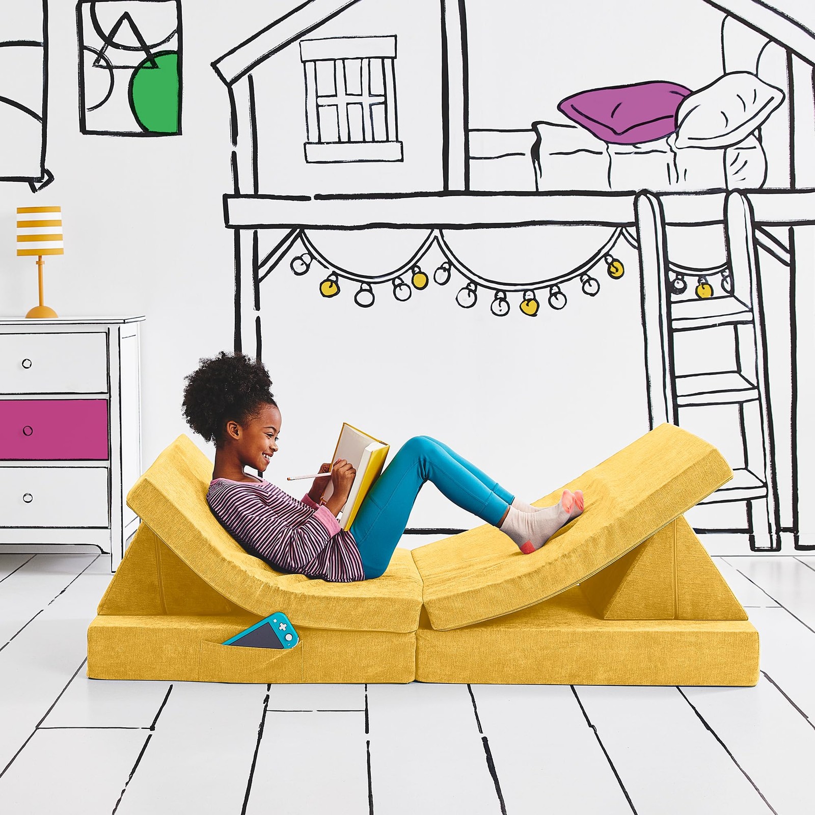 Kids and Toddler Play Couch, Convertible Folding Sofa, Durable Foam Modular D...