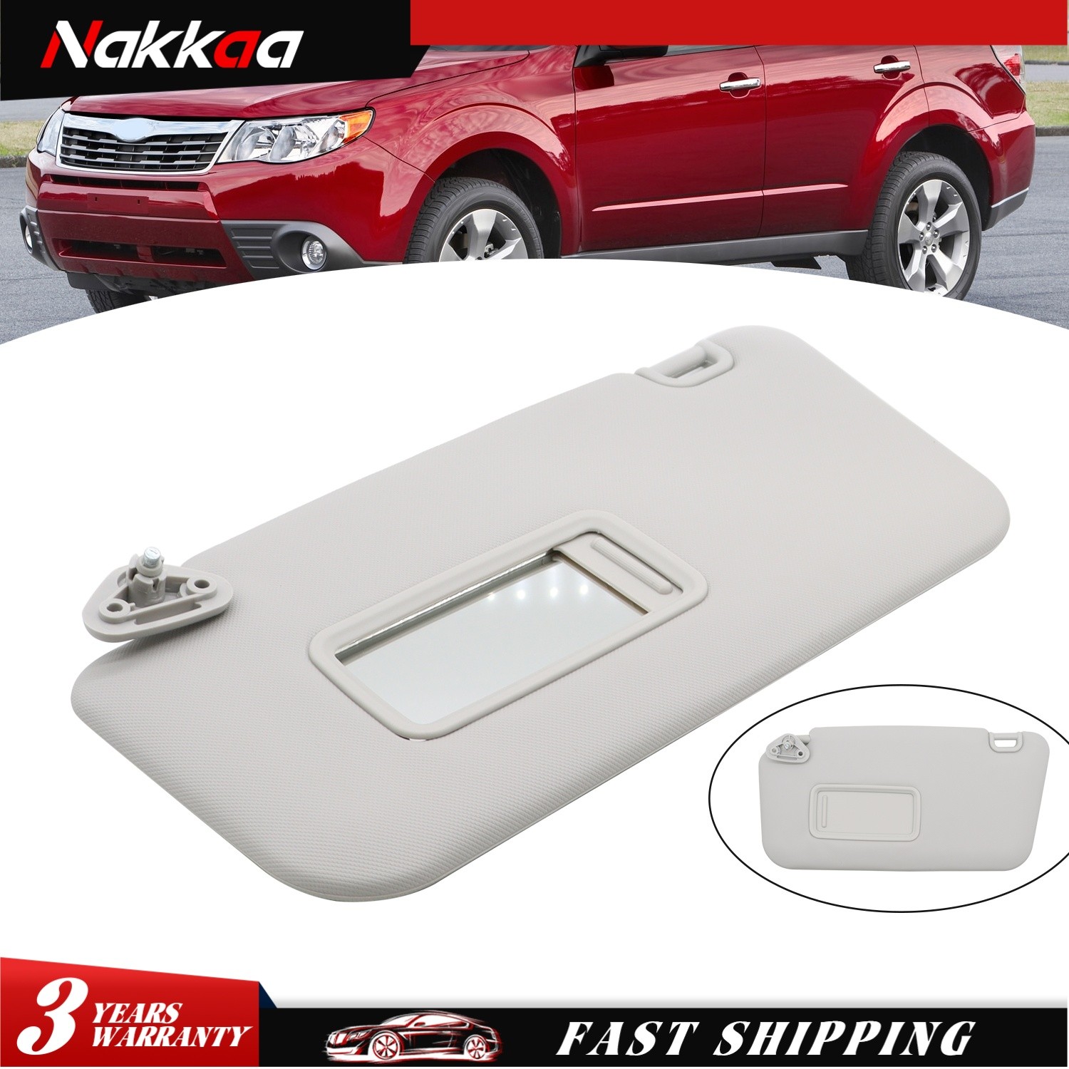 Left Side Driver Side Sun Visor For 2009-2013 Subaru Forester Gray 92011SC033LO
