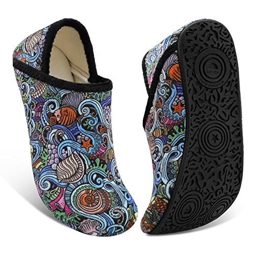 Womens Mens Slippers with Rubber Sole Soft 7-7.5 Women/5.5-6 Men Colorfulboho