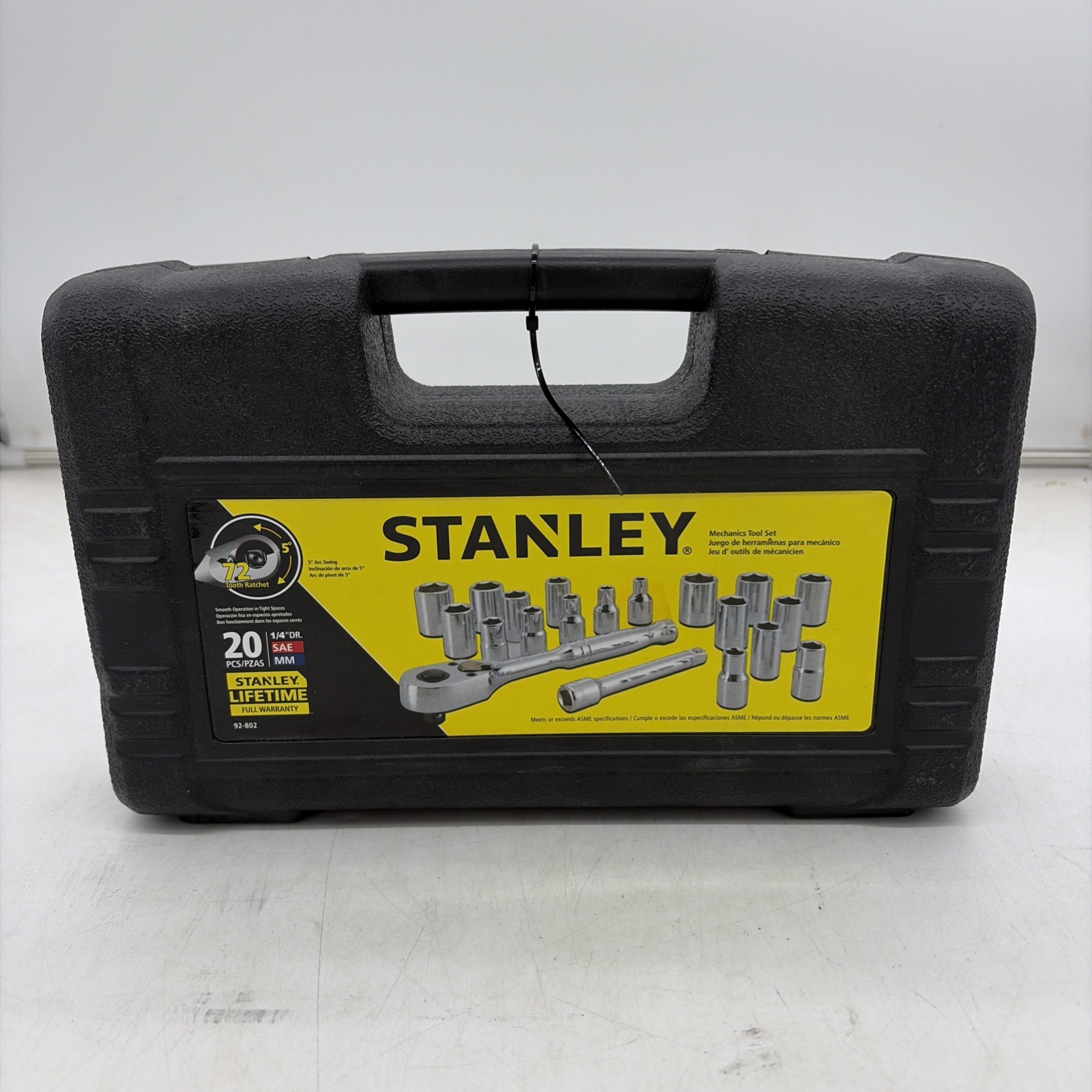 New Stanley 20-Piece Ratchet Set SAE/MM 1/4" Drive Case 6-13mm 5/32-1/2