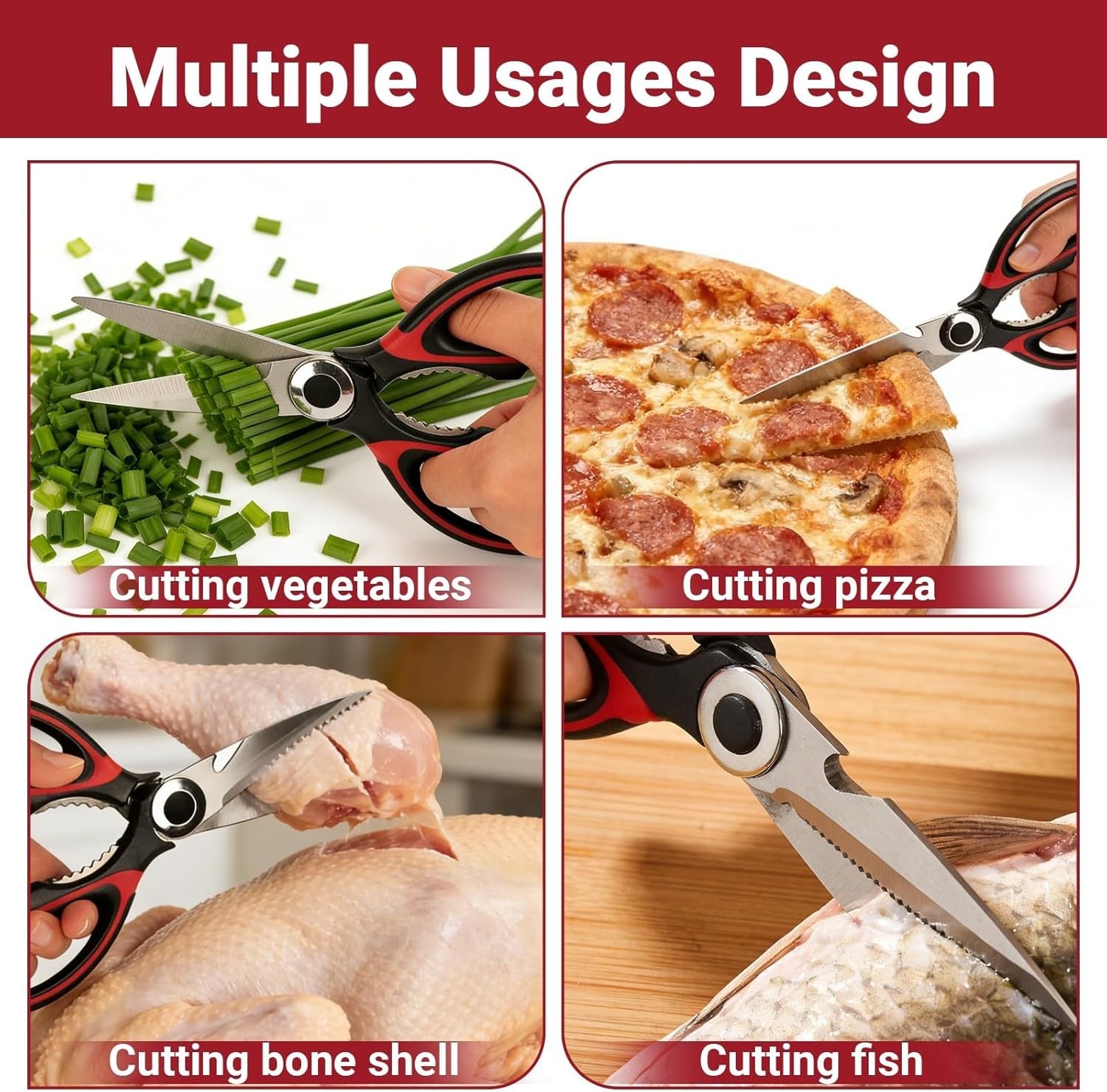 Professional Grade Kitchen Shears & Seafood Scissors - Sharp & Durable Set of 2