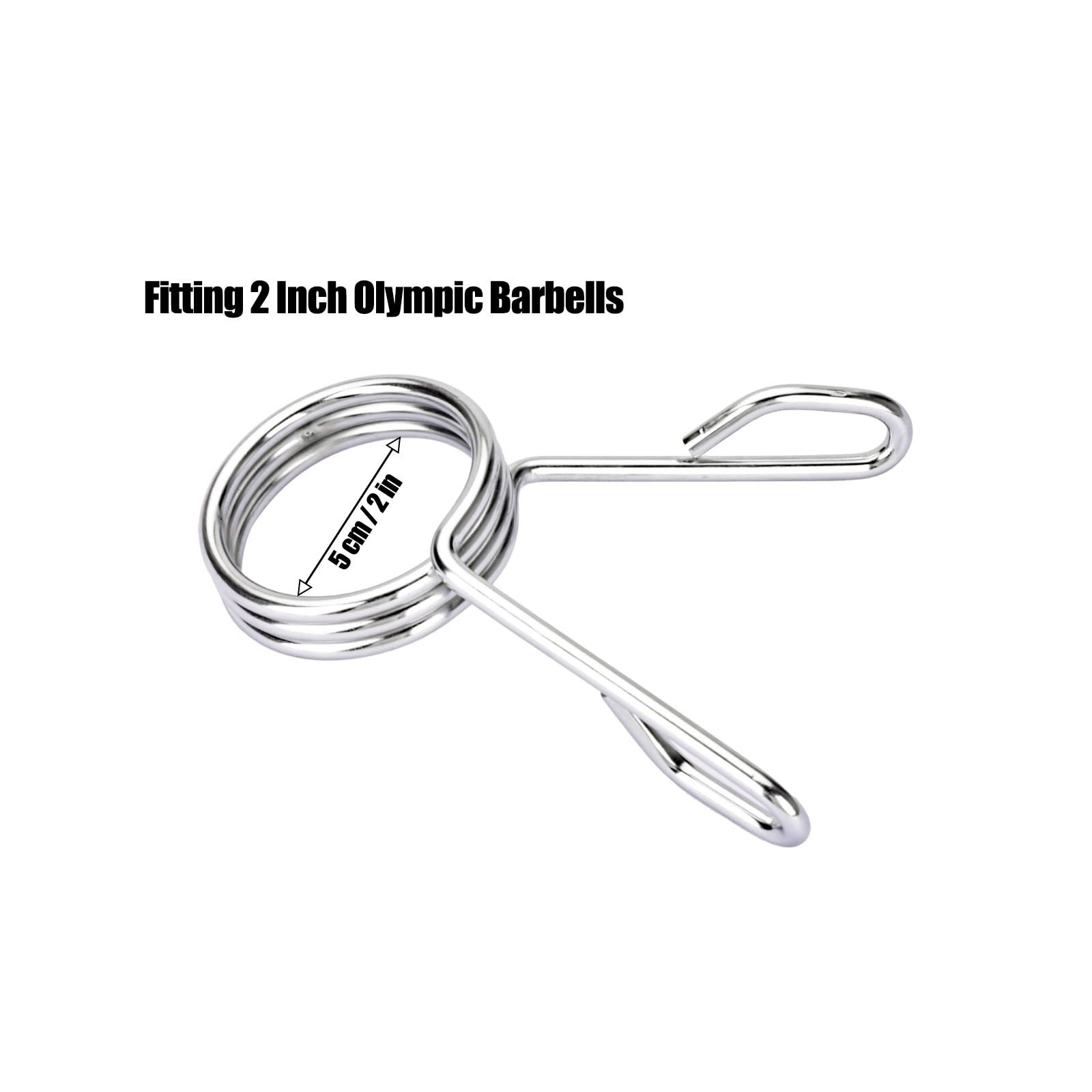 AccEncyc Spring Clip Collars 2 Inch Olympic Barbell Clamps 1 Pair, Sliver