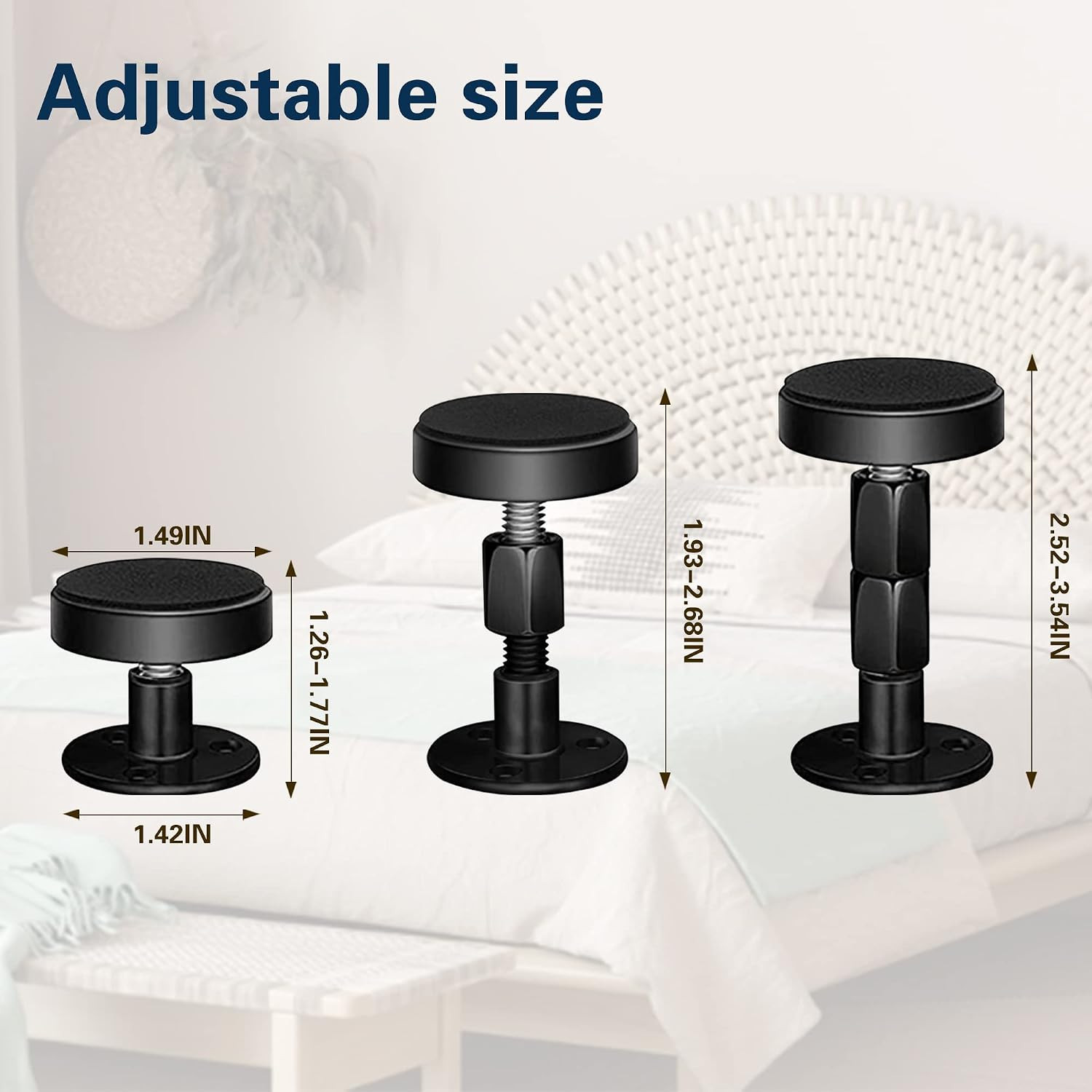 4PCS Headboard Stoppers for Wall, Adjustable Bed Frame Anti-Shake Tool, Bed W...