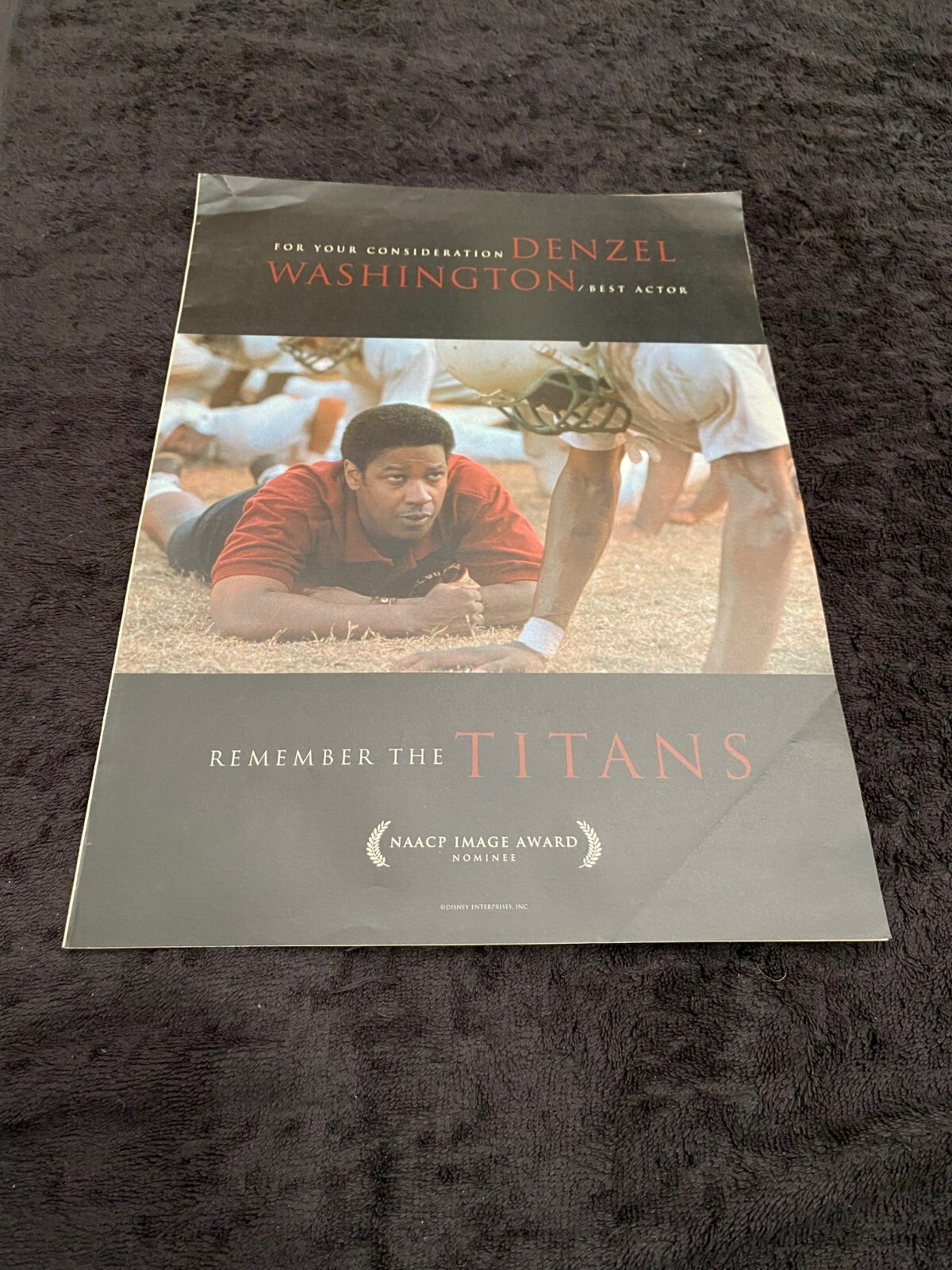 REMEMBER THE TITANS 2000 Oscar ad with Denzel Washington with football player