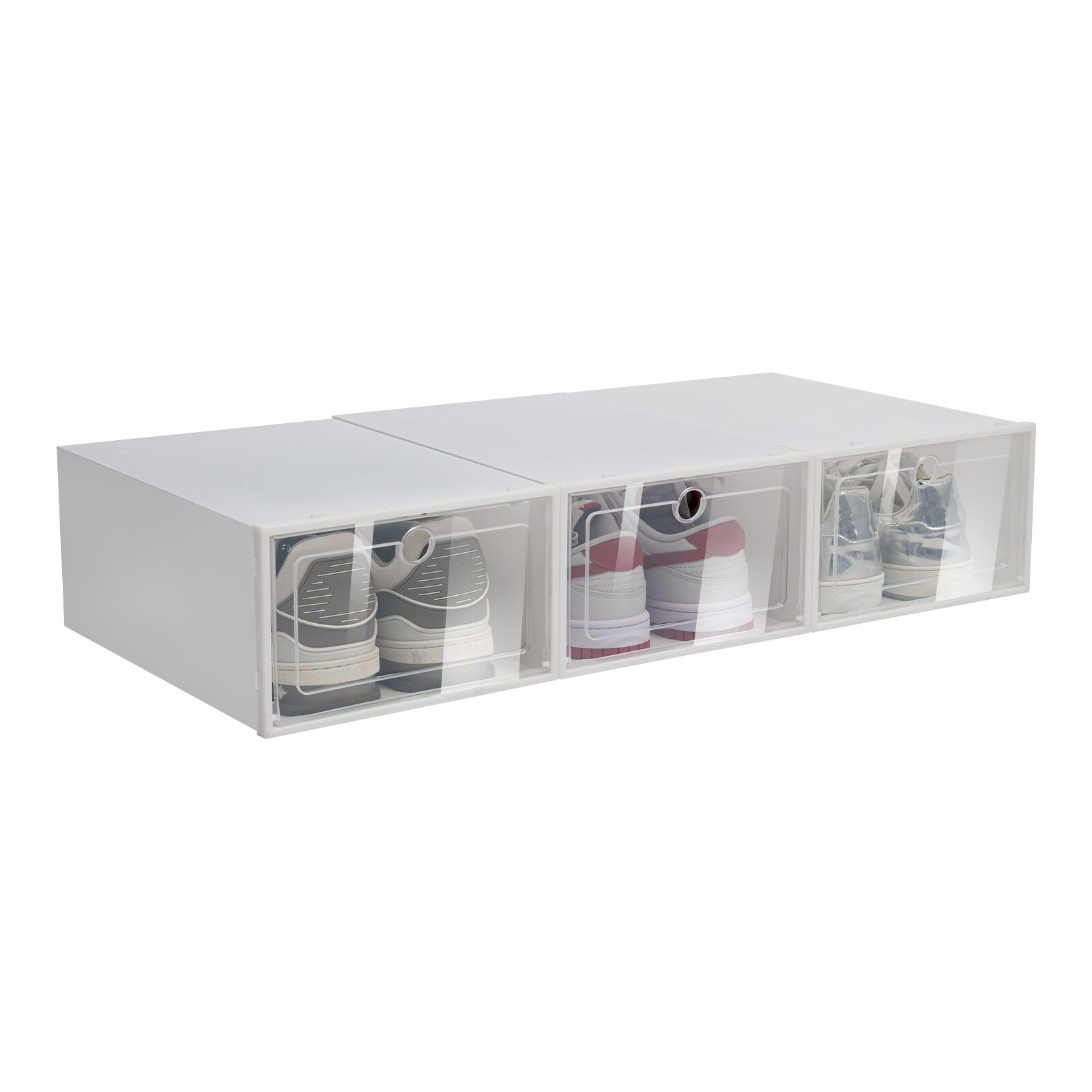 24x Plastic Stackable Shoe Storage Organizer Clear Storage Box Display Case Box