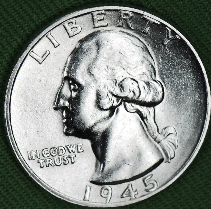 1945-p Washington Quarter.   Full Chest Feathers.     BU (Inventory A)