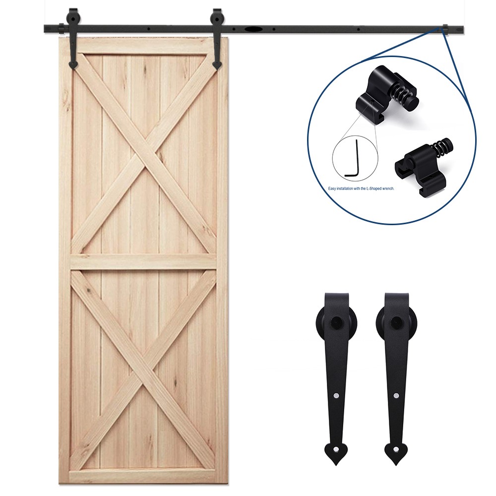 CCJH 4-16FT Heart - Shaped Barn Door Hardware Kit: Single Door Black