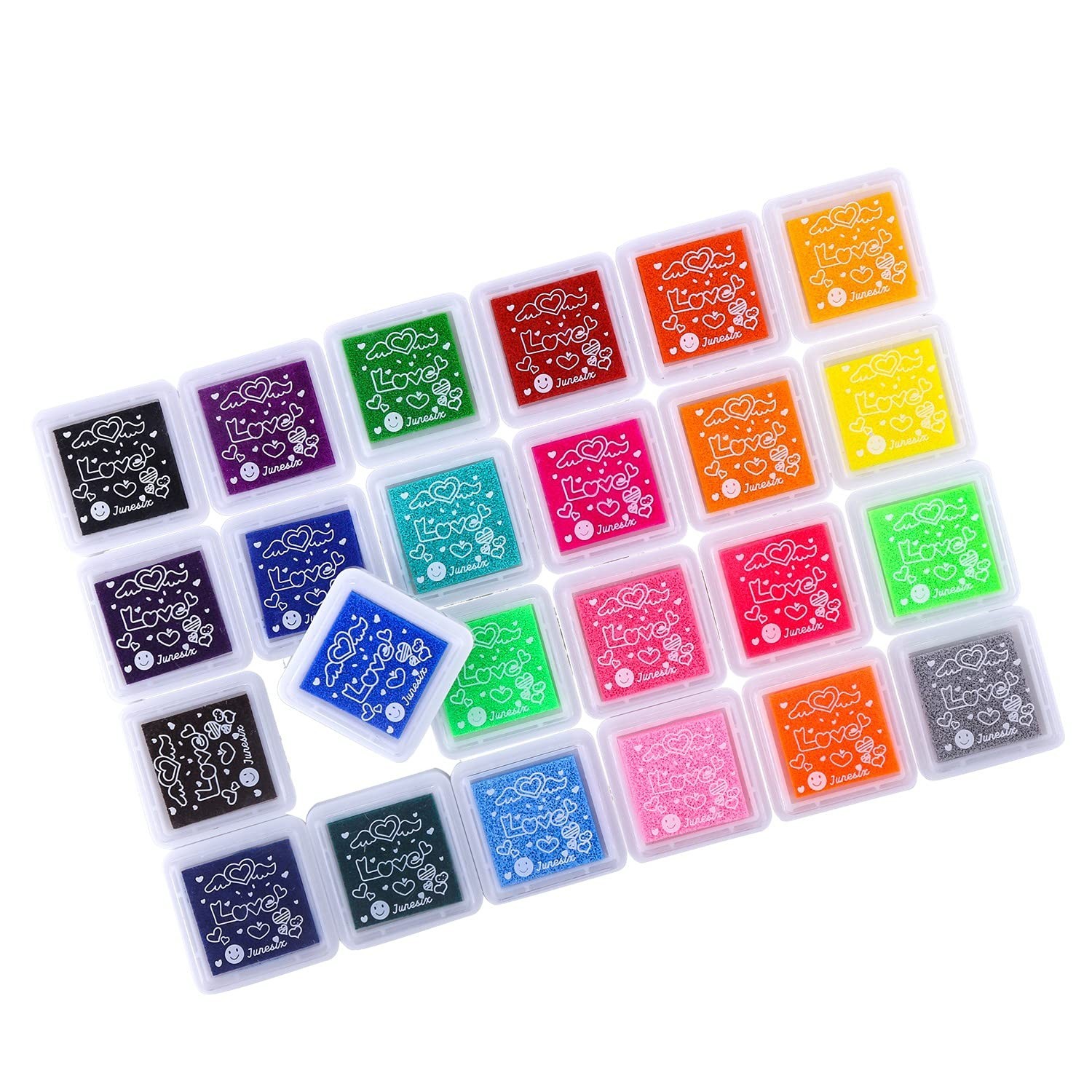 Set of 24 Colors 3 x 3cm Mini Craft Ink Pads for Paper Wood Fabric for Rubber...