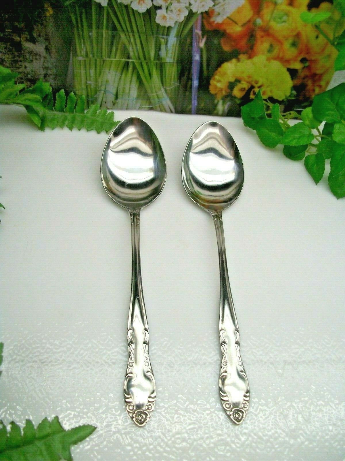 2  Oneida Northland   ROYAL BALLAD  Stainless Steel Solid Serving Spoons   KOREA