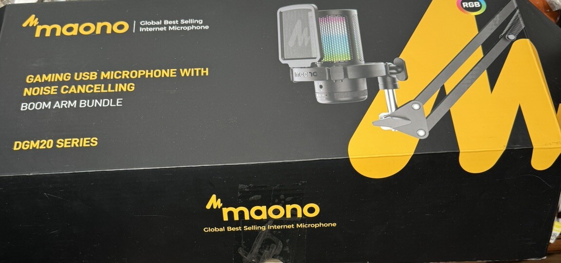 Gaming USB Microphone Black Boom Arm Bundle Maono DGM20S