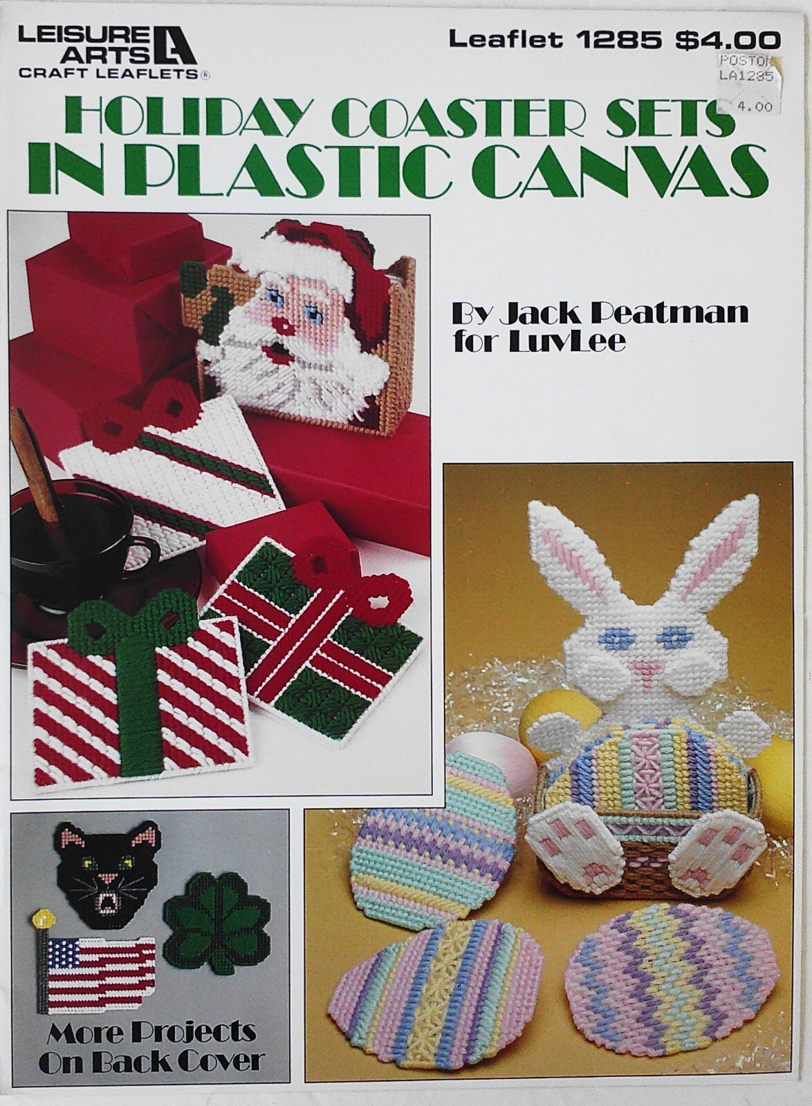 Leisure Arts Holiday Coaster Sets Jack Peatman Plastic Canvas Pattern