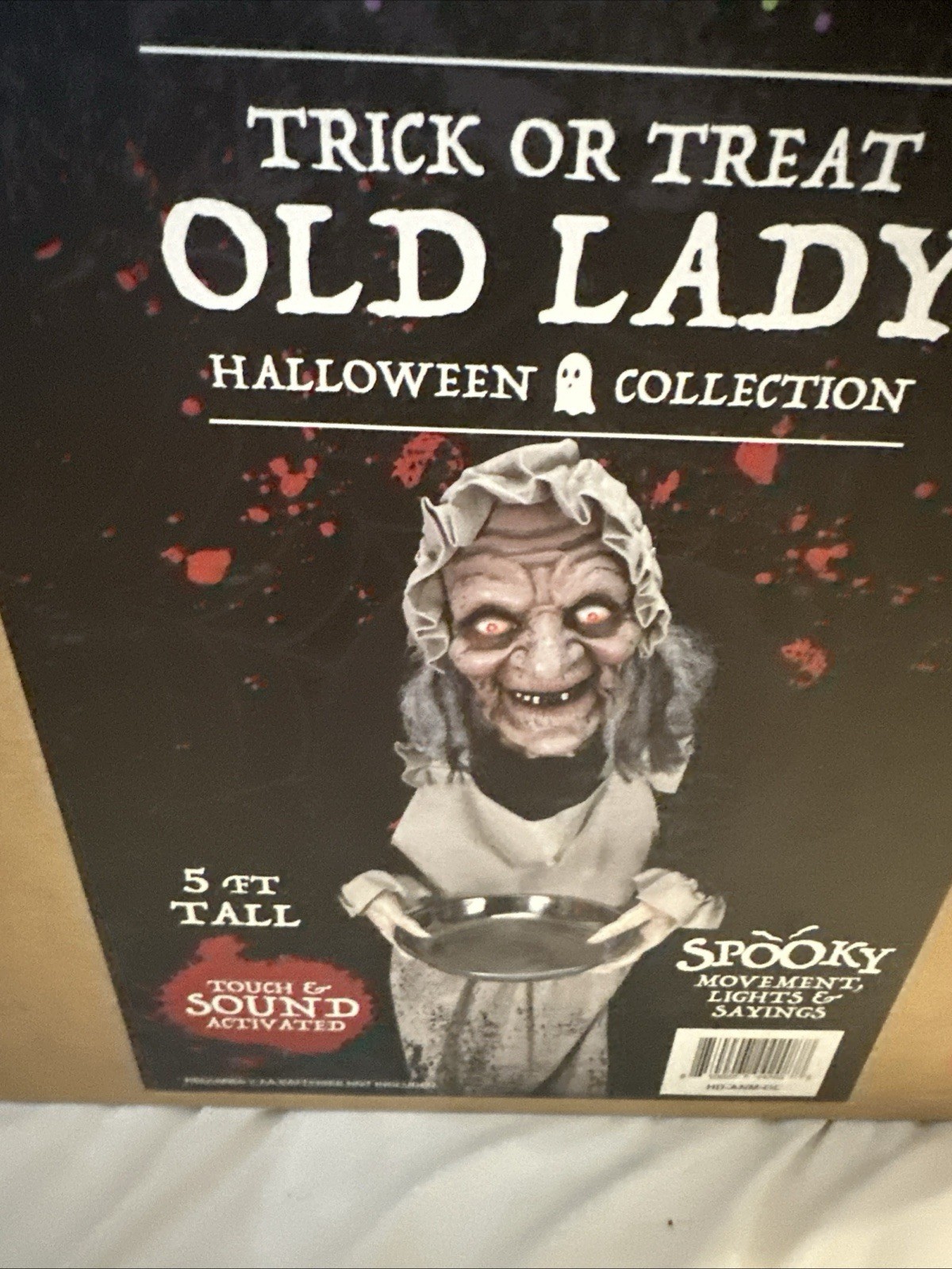 5 FT Halloween Decoration Indoor Outdoor Animated Eyes Bright Talking Old Woman