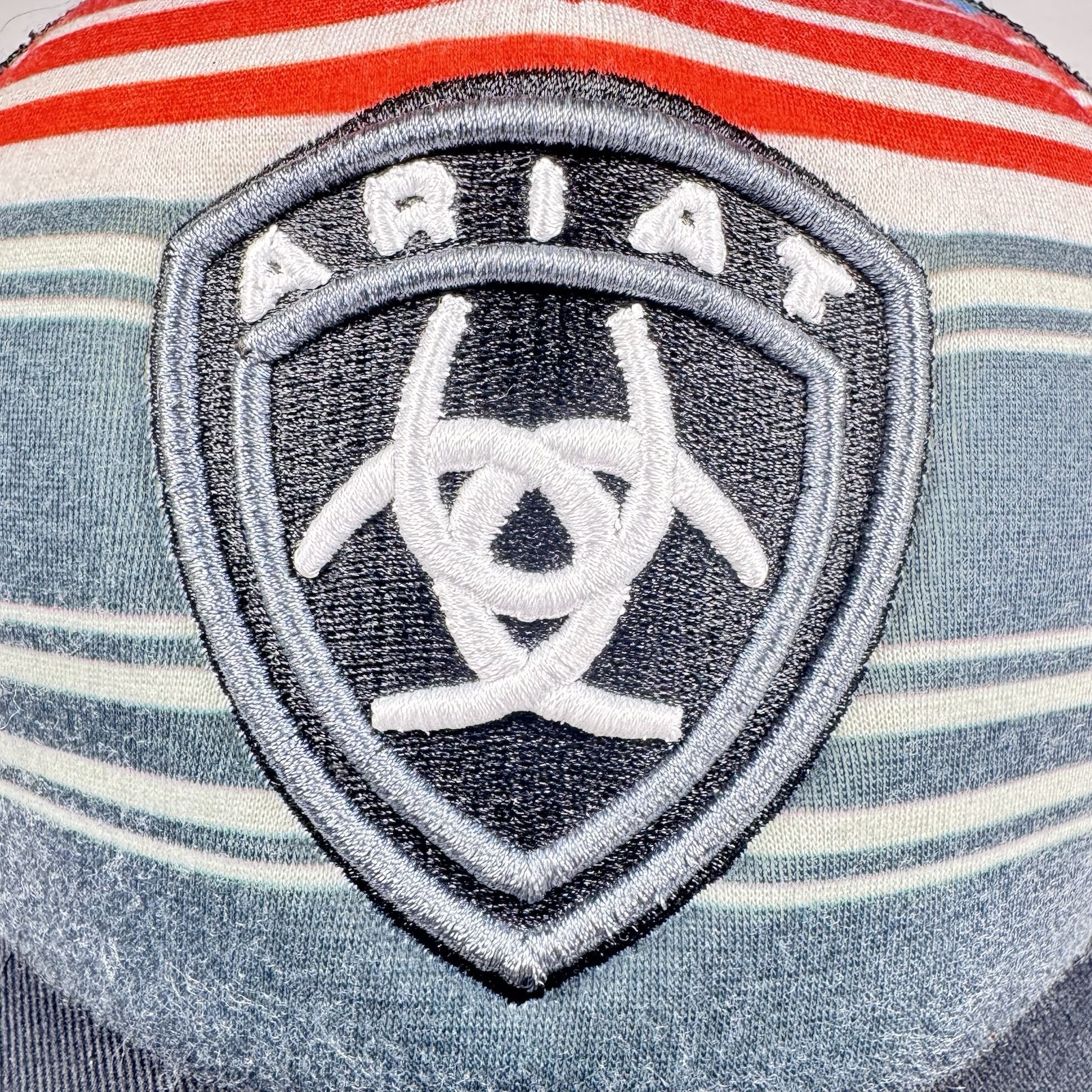 ARIAT Snapback Adjustable Mesh Cap Black & Striped Multicolored (#82)