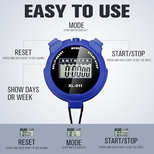 Pack of 12 Blue Multi Function Digital Stopwatch Timers with 12 Functions