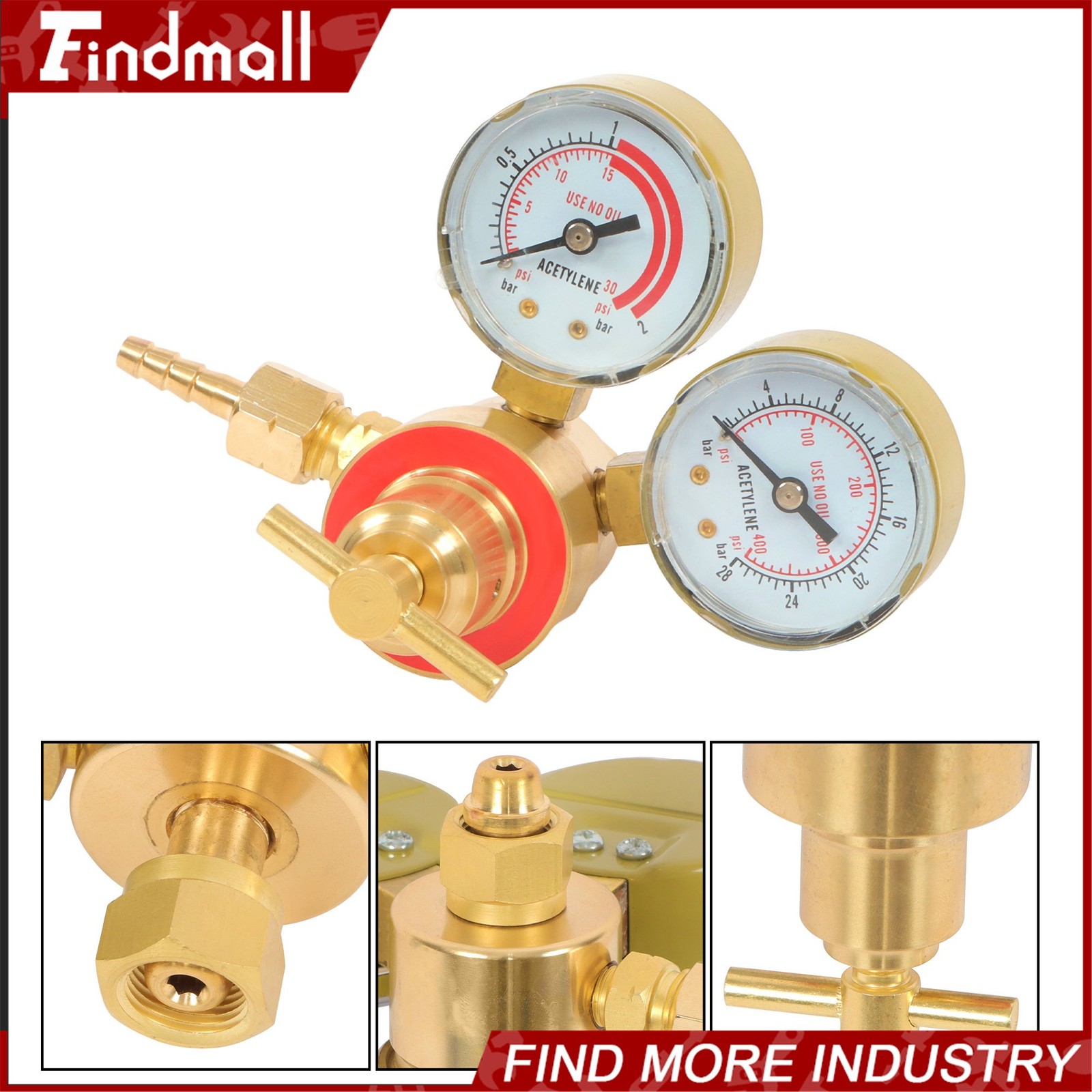 Welding Torch Acetylene Regulator Two Gauges CGA200 Durable Solid Brass Unit
