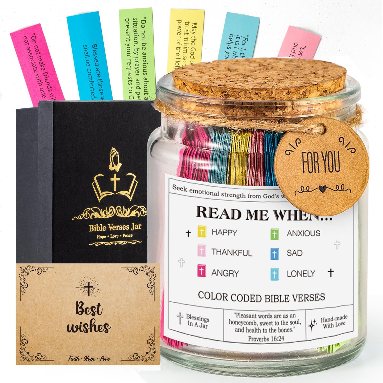 Bible Verse Jar(KJV) - Christian Rose, Blue, Light Green, Yellow, Pink