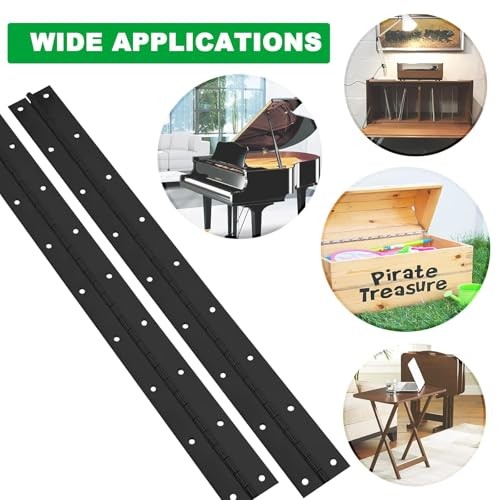 2Pack Heavy Duty Piano Hinge, 2" Open Width x 20" Continuous & Piano 20INCH