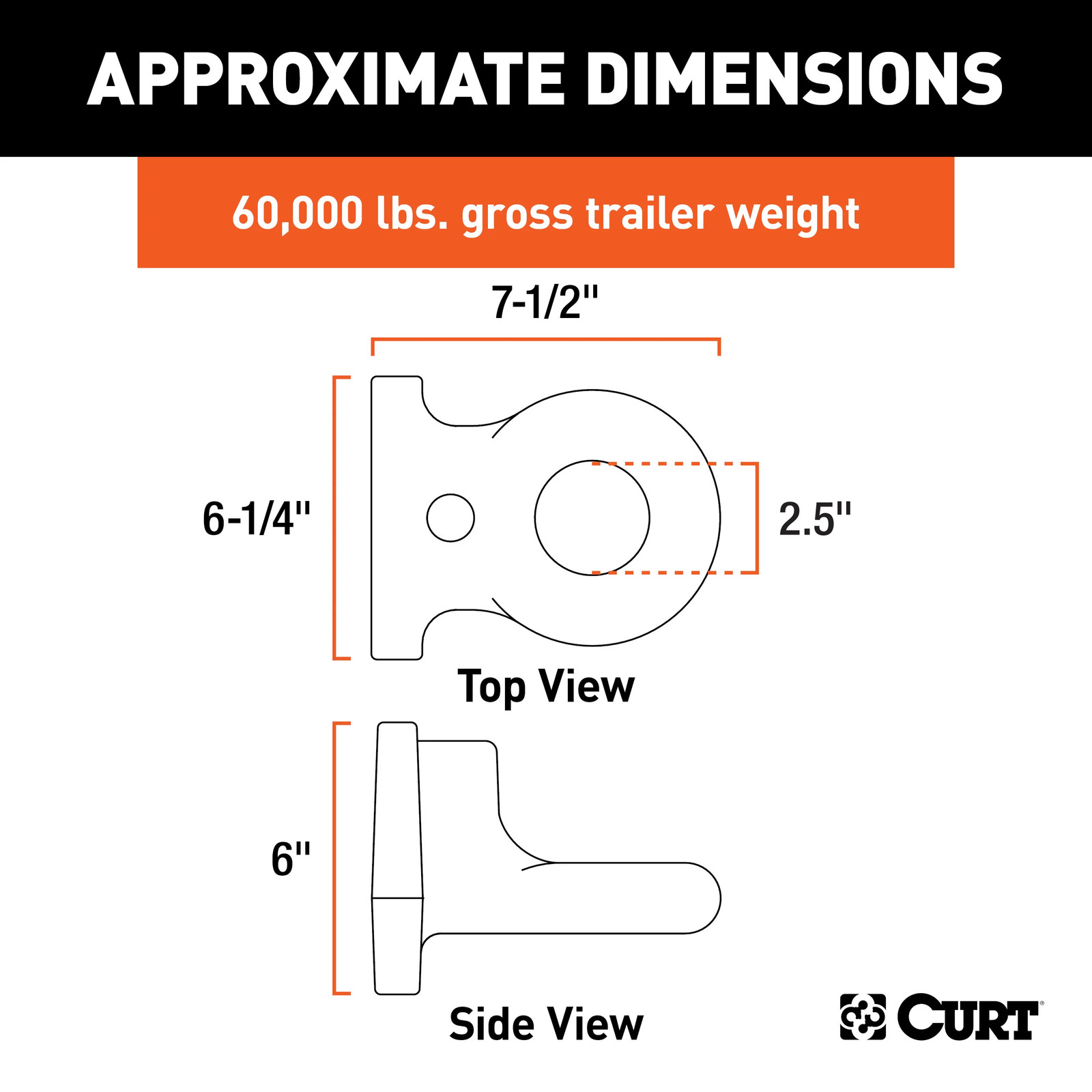 Curt-SecureLatch Flush-Mount Lunette Ring (60,000 lbs, 2-1/2" ID)