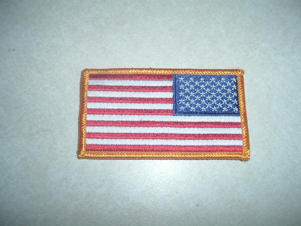 PATCH MILITARY US AMERICAN FLAG REVERSE FACING SHOULDER HOOK LOOP BK FOR JACKET