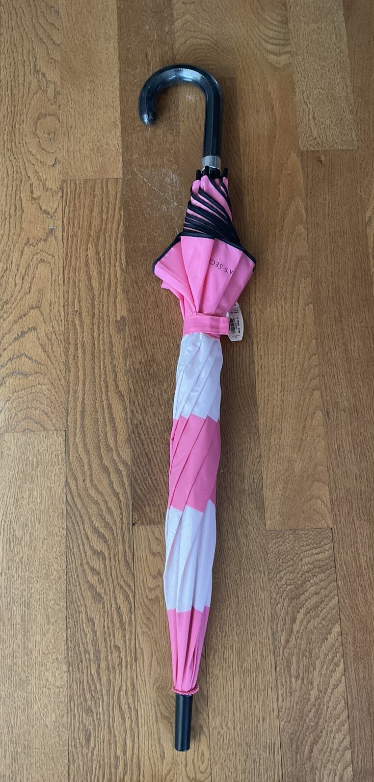Victoria's Secret Umbrella Large Signature Pink Striped VS Logo RARE LTD ED NWT
