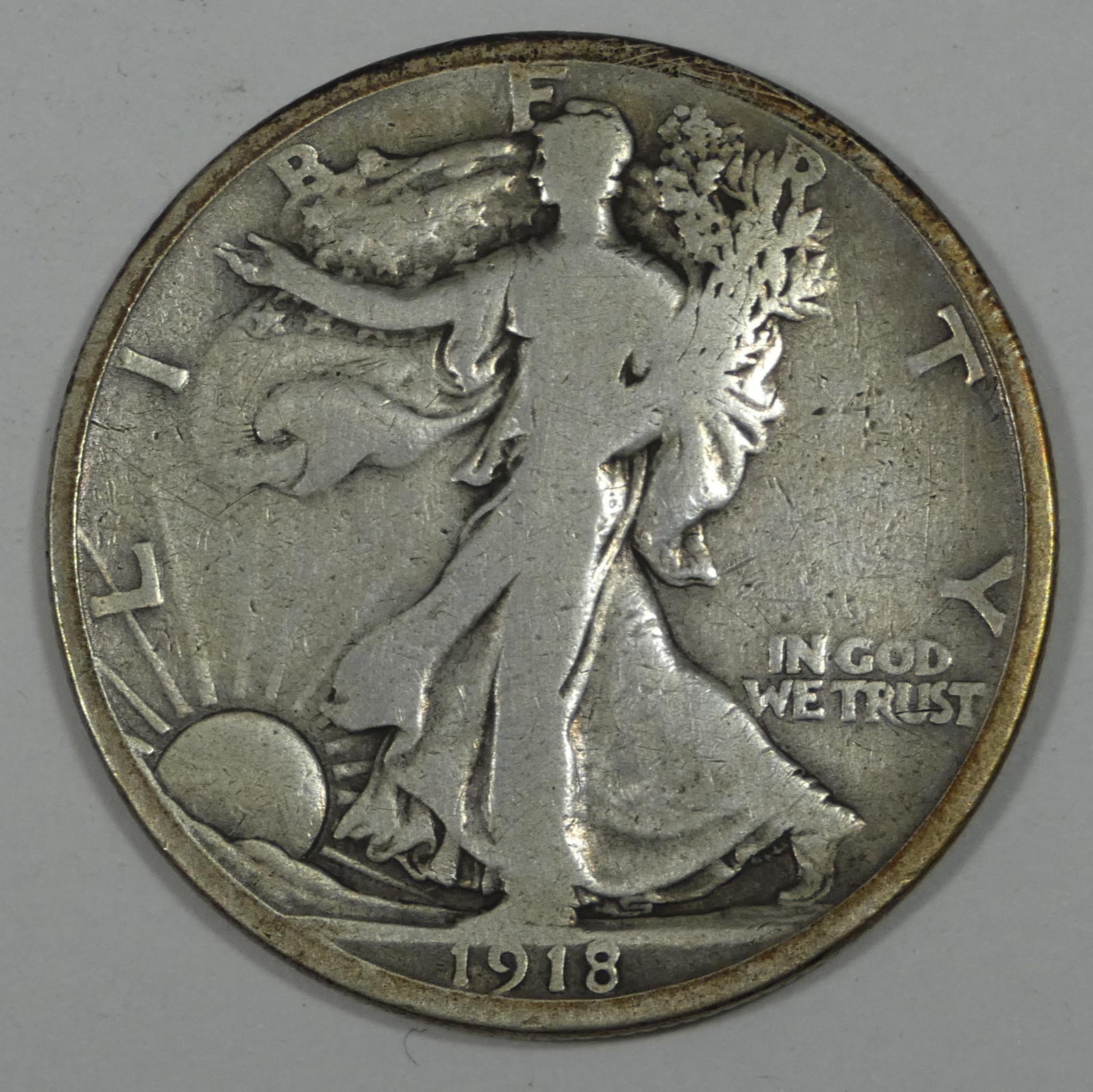 1918-S Walking Liberty Half Dollar VERY GOOD Silver 50c