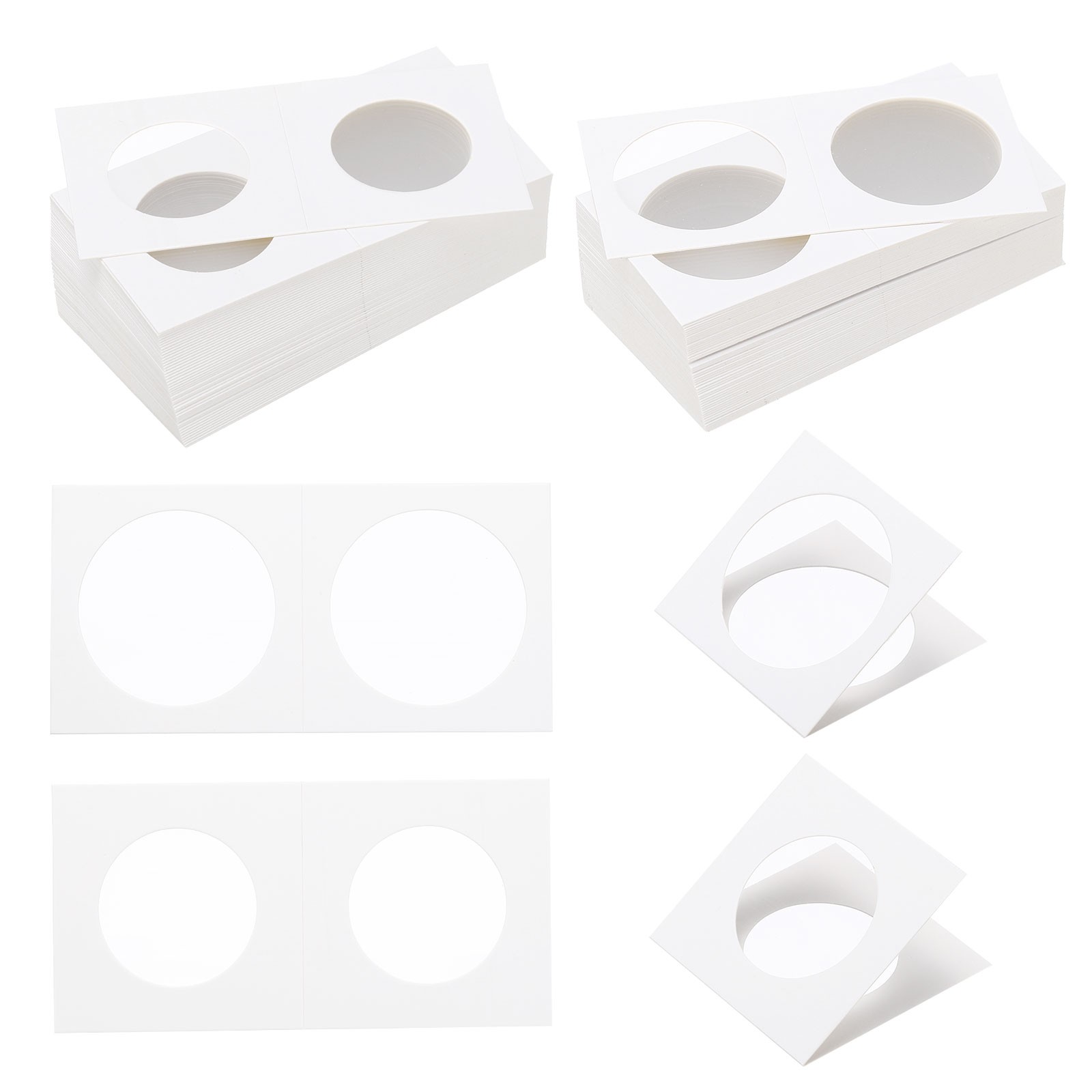 2x2 Coin Flips, 200pcs 31.5/40mm Cardboard Coin Holder Paper Coin Holders, White