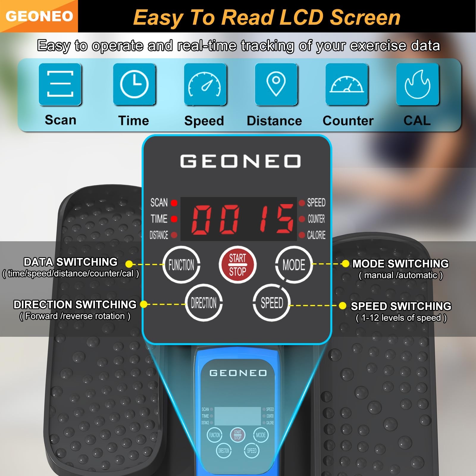 Under Desk Elliptical Machine, Electric Exerciser for Black