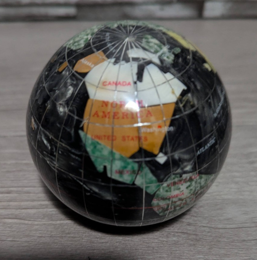 Alexander Kalifano 3" Gemstone Globe Paper Weight  Dark Blue Black Desk Figurine