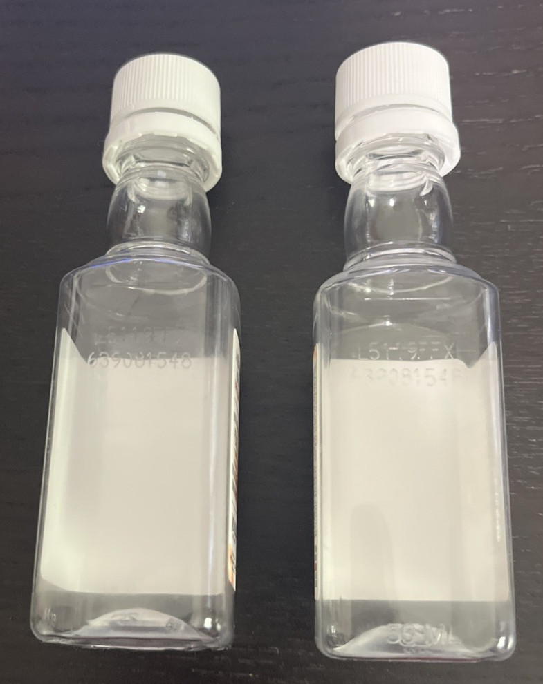 2 Empty Jim Beam Peach Whiskey Bottles - 50ml - Plastic - w/lids
