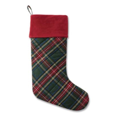 L.l.bean Inc. 521381972 Tartan Velvet Stocking, 8.5 X 22, Green Plaid