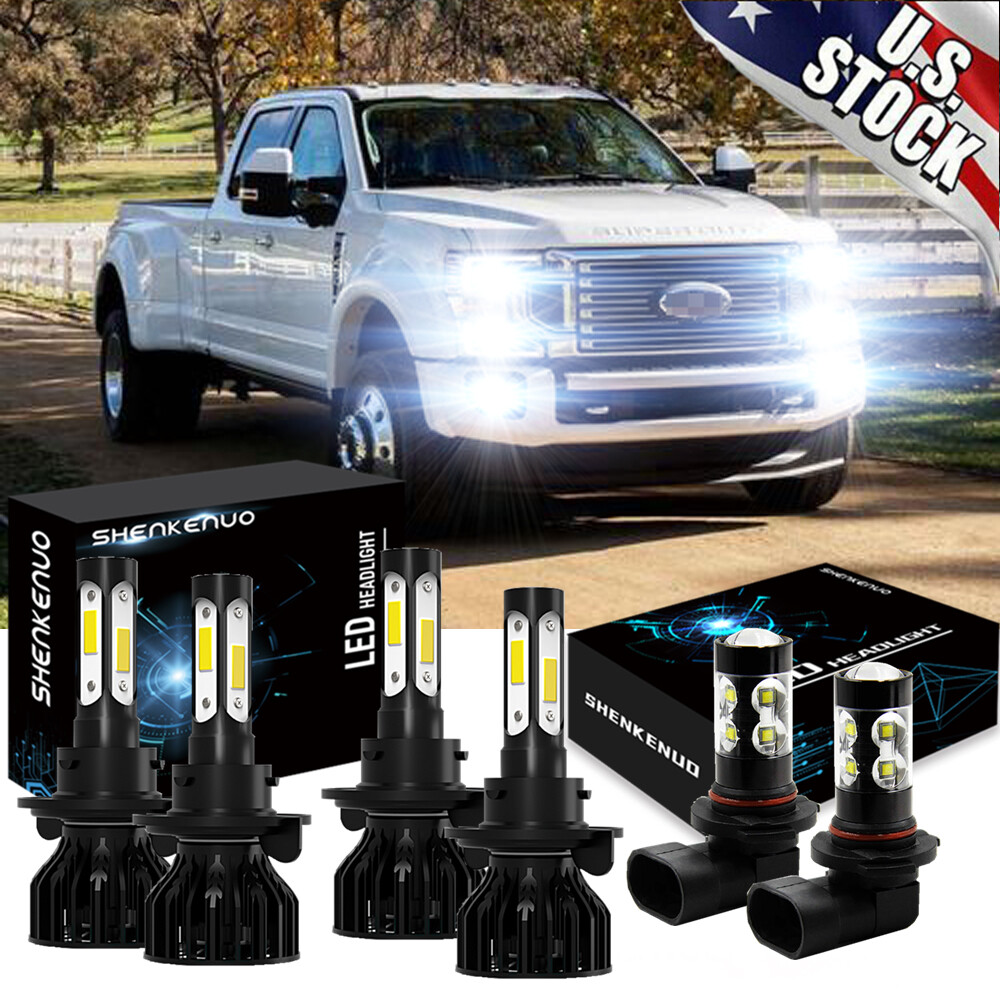 For Ford F250 F350 F450 2005-2019 - 6x White LED Headlight Hi/Lo+Fog Light Bulbs