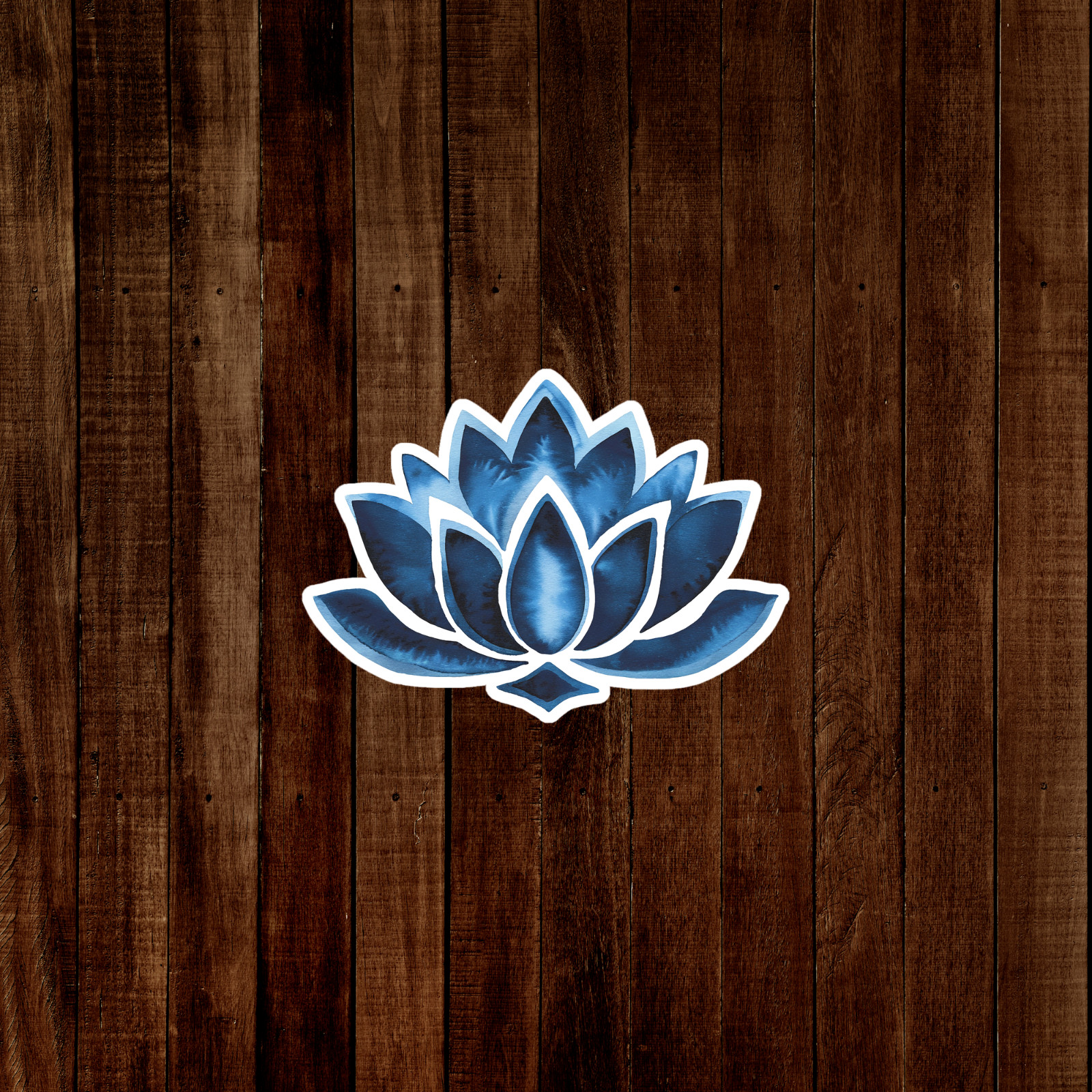 Blue Watercolor Lotus Flower Sticker - Spiritual Yoga Decal for Journals, Laptop