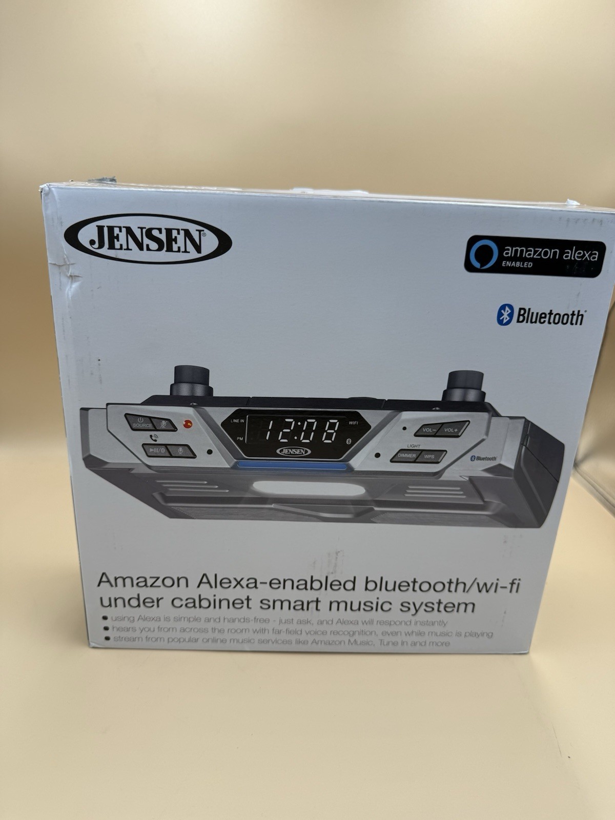 Jensen JAS-725 Amazon Alexa Under Cabinet Bluetooth Music System