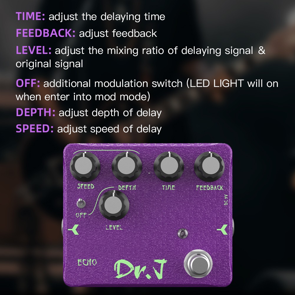 JOYO Delay Pedal Echoes Digital Multi Delay Pedal with Modulation Dr.J SeriesD54