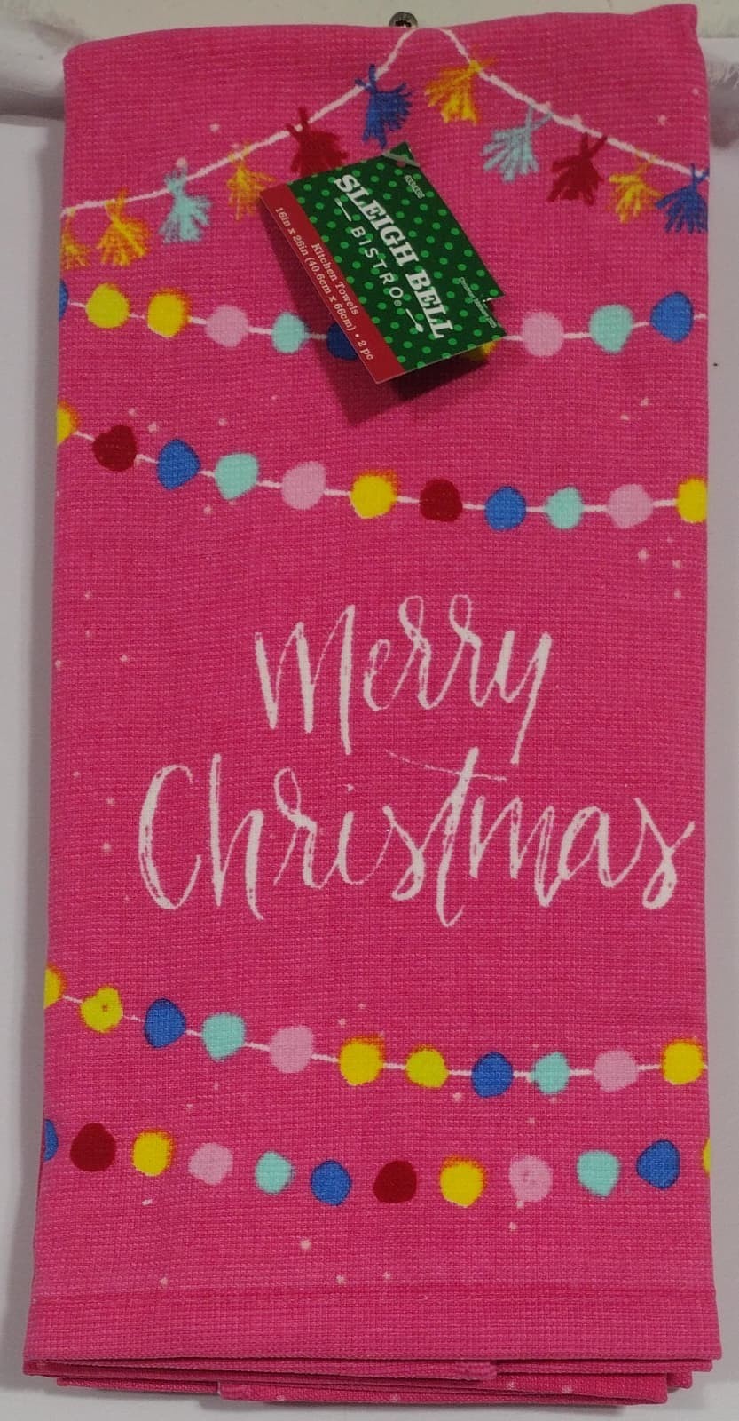 Bell "Merry Christmas" Graphic Christmas Kitchen Towel 16" x 26" 2-Piece